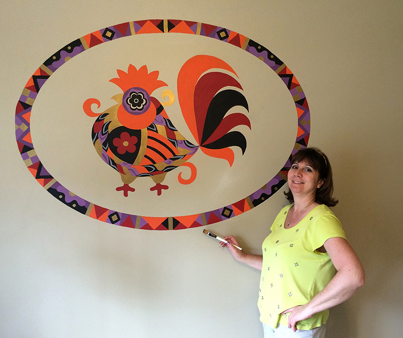 How to transfer a DIY hand painted mural without a projector by using the drawing machine Botsy.