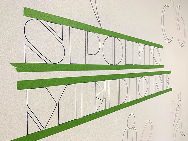 The accurate large wall lettering after Botsy- the drawing robot.