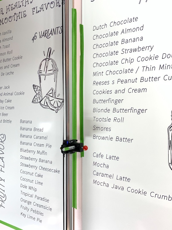 Botsy- the wall drawing robot outlines chalkboard menu art for restaurants, cafes and coffee shops.